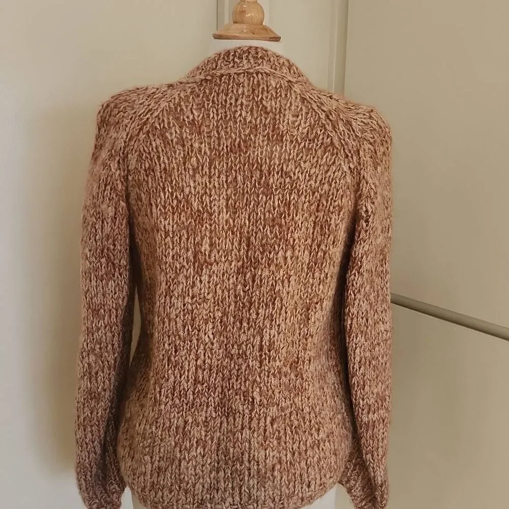 Vintage Handmade Wool Mohair Blend Sweater Pumpkin Spice Color,  M - Picture 5 of 8